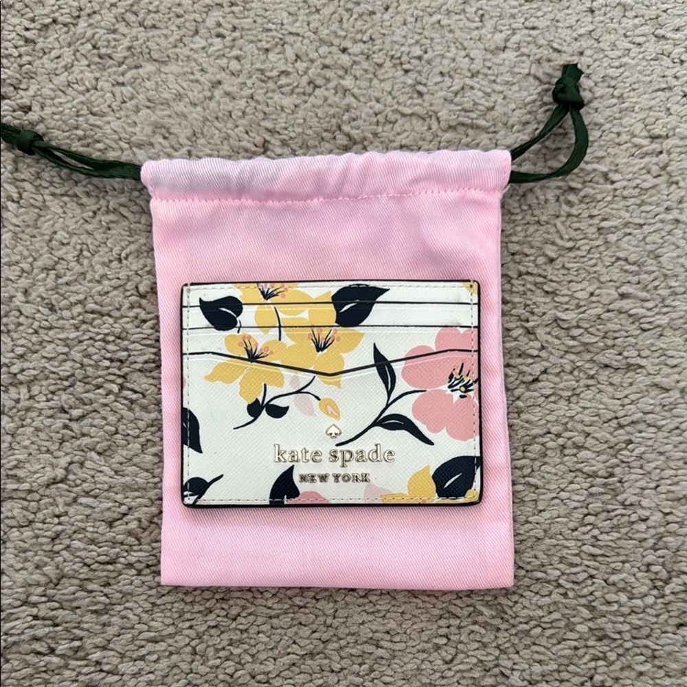 Kate Spade Yellow and Pink Floral Card Holder